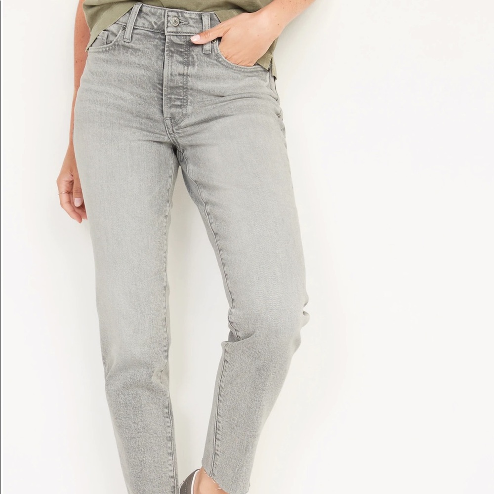 High-Wasted OG Straight Button-Fly Cut-Off Jeans